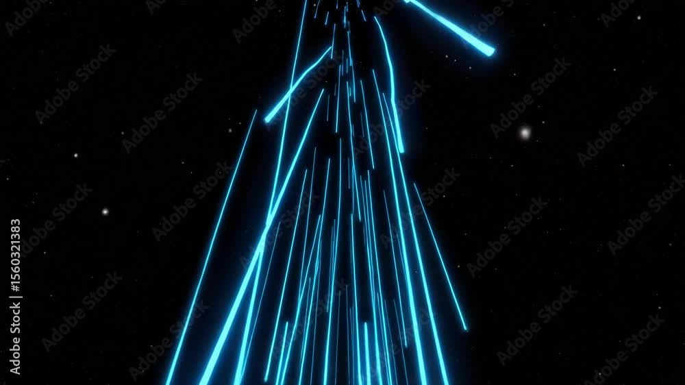 Canvas Prints dynamic blue light trails ascending in starry space background for abstract futuristic design