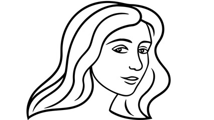 Abstract One-Line Female Face Drawing – Minimalist Line Art Portrait