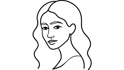 Abstract One-Line Female Face Drawing – Minimalist Line Art Portrait