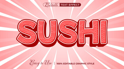 3d sushi text style effect template editable text effect