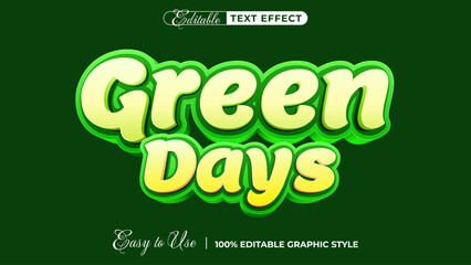 3d green days text style effect template editable text effect