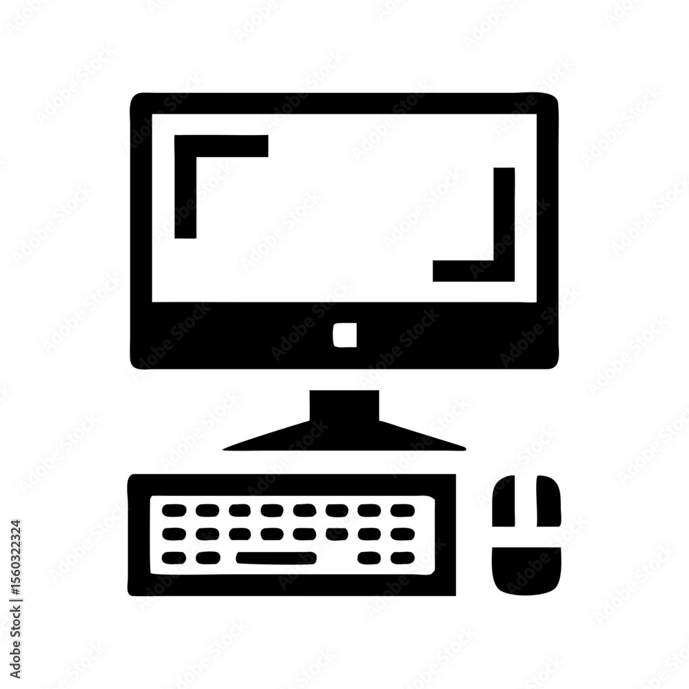 Poster illustration of a desktop computer with keyboard mouse