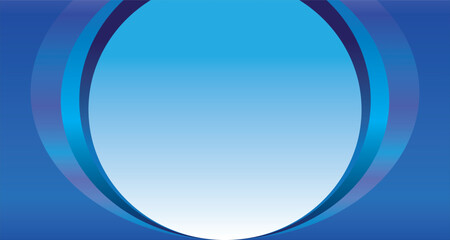 blue and white circle with a white background