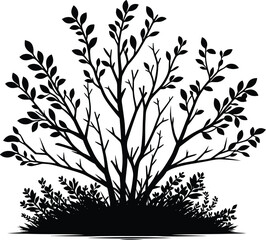 Black silhouette bush & shrub vector illustration isolated on a white background