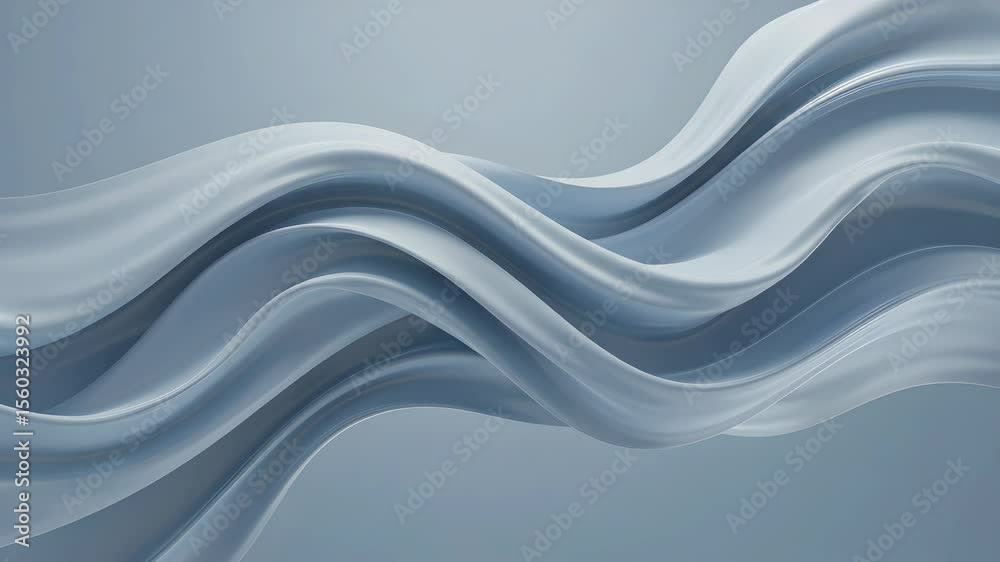 Wall mural elegant wavy abstract design with smooth gray and white flowing forms against gradient background