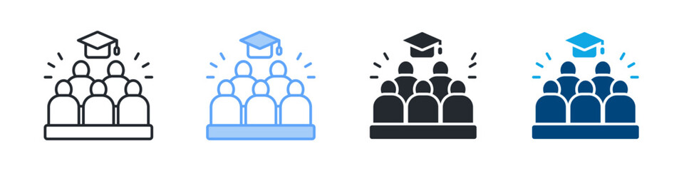 Audience Icon Set Multiple Style. Designed In Outline, Blue, Glyph, Dual Tone