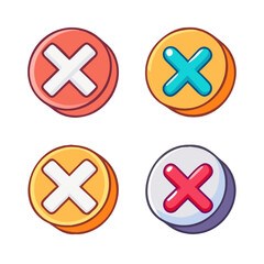 Obraz premium Shiny 3D Cancel Icons Four Colorful X Symbols