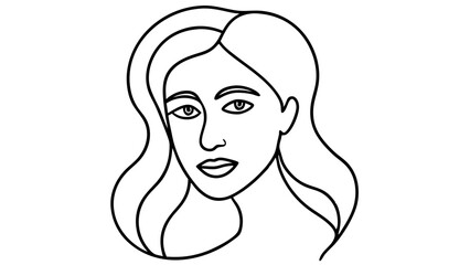 Abstract One-Line Female Face Drawing – Minimalist Line Art Portrait