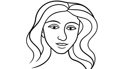 Abstract One-Line Female Face Drawing – Minimalist Line Art Portrait