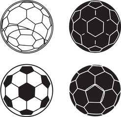 Obraz premium Soccer Ball and Football Icon Set in Four Styles