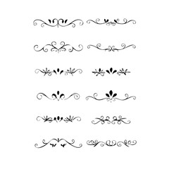 Decorative simple divider. Text dividers retro minimal line separators,  Vector isolated geometric wedding card heart separator elements set. Text dividers. . Hand drawn vector illustration. 
