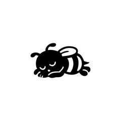 Sleeping bee, stylized black silhouette