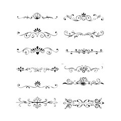 Decorative simple divider. Text dividers retro minimal line separators,  Vector isolated geometric wedding card heart separator elements set. Text dividers. . Hand drawn vector illustration. 
