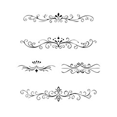 Decorative simple divider. Text dividers retro minimal line separators,  Vector isolated geometric wedding card heart separator elements set. Text dividers. . Hand drawn vector illustration. 
