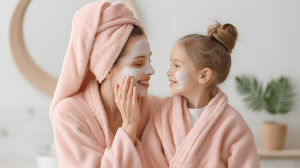 Mother and Daughter Spa Day – Matching Robes and Clay Masks Bonding Moment
