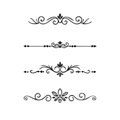 Decorative simple divider. Text dividers retro minimal line separators,  Vector isolated geometric wedding card heart separator elements set. Text dividers. . Hand drawn vector illustration. 
