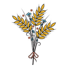 Botanical autumn bouquet of wheat ears