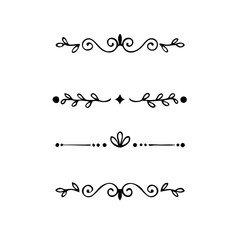 Decorative simple divider. Text dividers retro minimal line separators,  Vector isolated geometric wedding card heart separator elements set. Text dividers. . Hand drawn vector illustration. 
