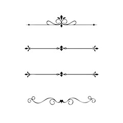 text dividers doodle set. Wedding decorative elements. Divider ornament, borders, floral, vintage line separators. Hand drawn vector illustration isolated on white background. Set page dividers.	