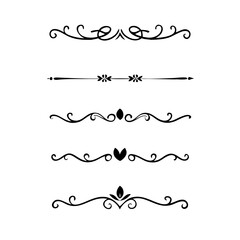 Obraz premium text dividers doodle set. Wedding decorative elements. Divider ornament, borders, floral, vintage line separators. Hand drawn vector illustration isolated on white background. Set page dividers. 