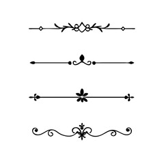 Obraz premium Gold text dividers doodle set. Wedding decorative elements. ornament, borders, floral, vintage line separators. Hand drawn vector illustration isolated on white background. Set page dividers. 