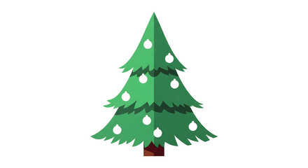 Fototapeta premium Decorated Evergreen Tree Illustration on Transparent Background