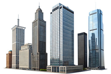 Fototapeta premium Collection of tall office building PNG Image