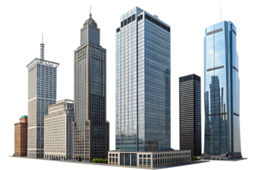 Collection of tall office building PNG Image