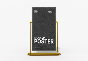 Poster Mockup with Golden Stand