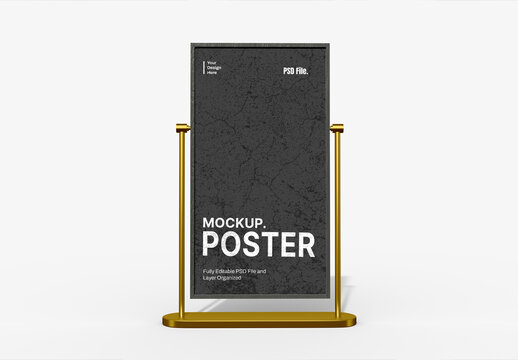 Poster Mockup with Golden Stand