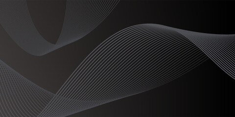 Abstract black background with black gradient. The background features smooth, flowing lines creating a sleek, modern texture. Wave background vector. Black background.
