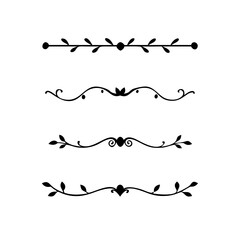 Gold text dividers doodle set. Wedding decorative elements. ornament, borders, floral, vintage line separators. Hand drawn vector illustration isolated on white background. Set page dividers.
