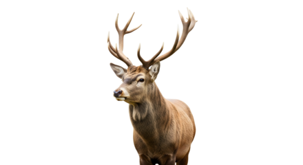 Majestic Stag Portrait with Antlers on Transparent Background