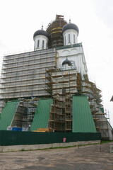 Trinity Cathedral of the Pskov Kremlin is under restoration