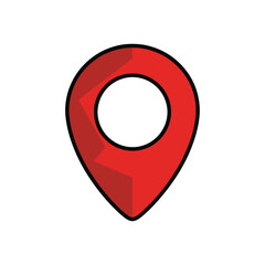 A red map pin vector icon in a simple flat style, used to mark location or GPS point