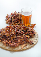 Compote dried fruits. Refreshing drink made from dried fruits. A pile of dried fruit. Lots of pieces of dry fruit. Glass of compote