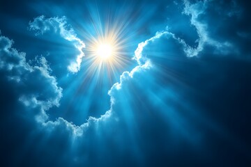 Heavenly Skies: Radiant Sunlight Breaking Through Dramatic Cloud Formations
