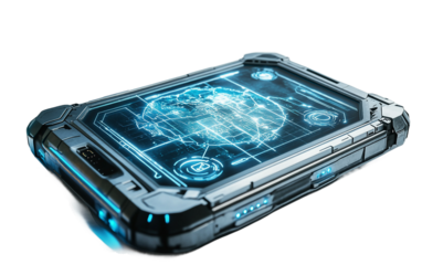 Advanced AI powered travel assistant device designed to streamline trip planning and provide intelligent navigation support isolated on transparent background PNG