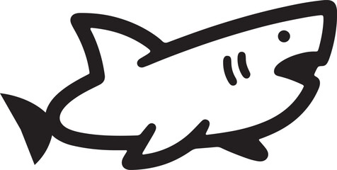 Cartoon Shark Silhouette Icon for Kids, Games, and Fun Themes.