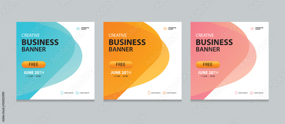 Poster set of editable square business web banner design template. suitable for social media post, instagra
