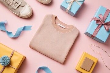 Flatlay featuring retail incentive items with gift boxes