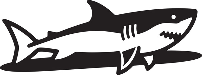 Shark Vector Icon for Sea Life and Wildlife Graphics. ocean, creature, marine, silhouette, fish.