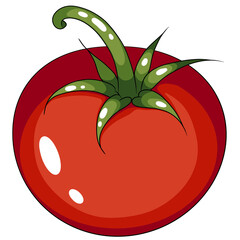 red tomato with leaf