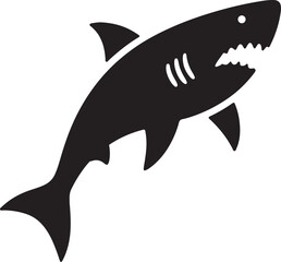 Minimal Shark Vector Icons in Flat and Silhouette Styles.