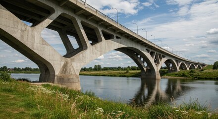 Fototapeta premium Bridge over a European river in an old city landscape