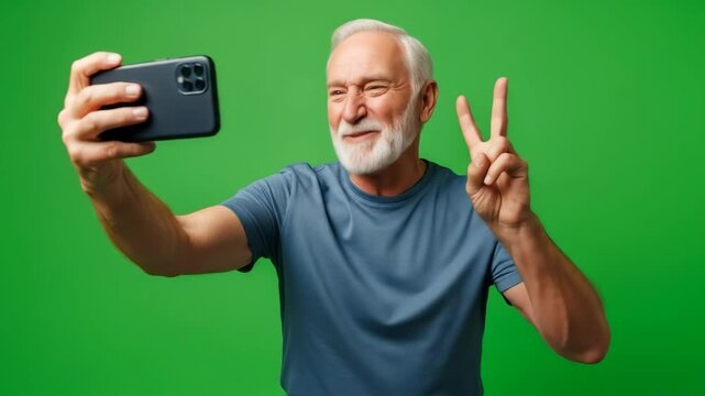Senior Man Taking Happy Selfie