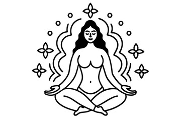 Minimalist Line Art of Meditating Woman in Lotus Yoga Pose