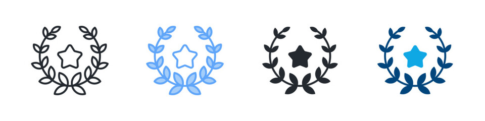 Wreath Icon Set Multiple Style. Designed In Outline, Blue, Glyph, Dual Tone