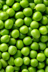 Macro close-up of fresh vibrant green peas, healthy food background