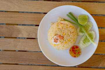 Rice blowing shrimp is a delicious and useful Thai food.